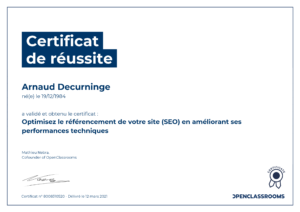 Optimisez les performances techniques SEO — OpenClassrooms — 2021