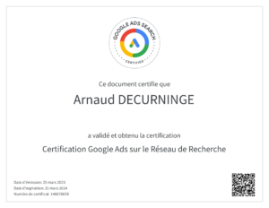 Google Ads sur le Réseau de Recherche — Google — 2023